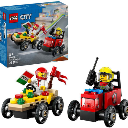 LEGO City Raceautopakket: Pizzabestelwagen vs. Brandweerauto - 60458